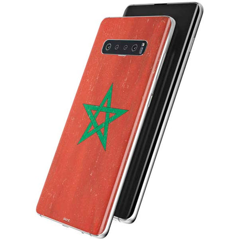 Morocco Flag Distressed Galaxy S10 Plus Skin